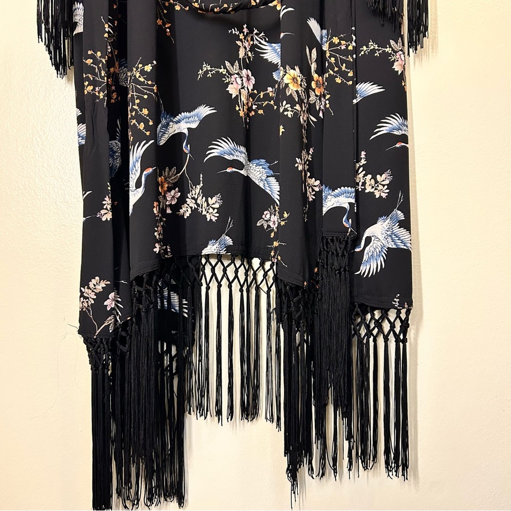 Jennafer Grace Crane Floral Duster with Fringe - Picture 2 of 10